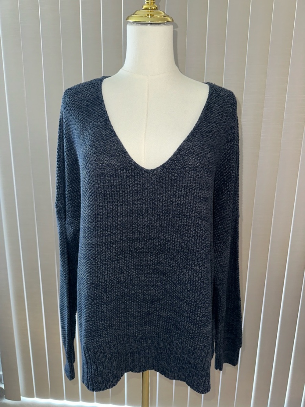 Lucky Brand Deep V-Neck Sweater in Charcoal Gray